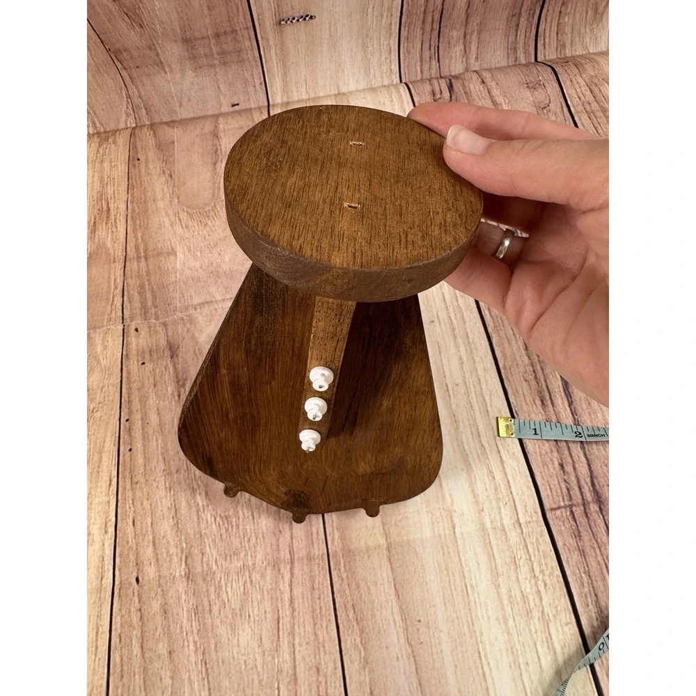 Jewerly Stand Display - Walnut Wood With Leather Mat 9 X 6 Necklace Display NWOT